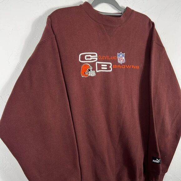 🏈 Vintage CLEVELAND BROWNS NFL Puma Embroidered CREWNECK Sweatshirt Men XL - EU - Picture 7 of 10